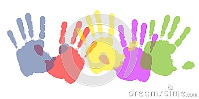 Colourful Paint Handprints Cartoon Illustration