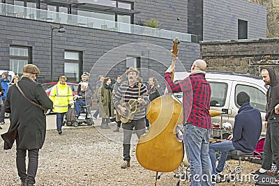 A colourful photograph local band put on a weekly show to the people of Hastings Editorial Stock Photo