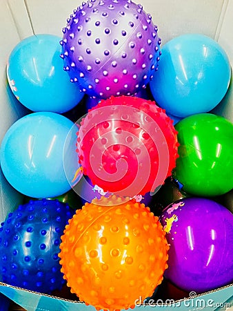 Colourful Plastic Childrens Play Balls Stock Photo