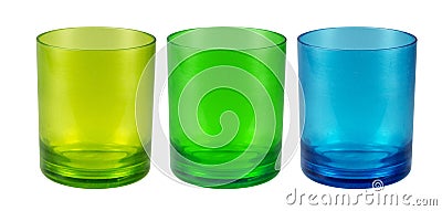 Colourful plastic cups on white Stock Photo