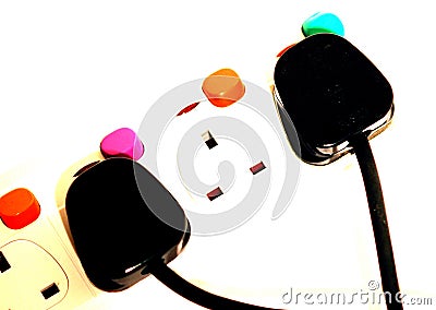 Colourful plugs and sockets Stock Photo