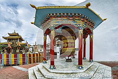 The colourful prayer wheel at the Soma Gompa in the Indiana Himalayas near the Leh Royal palace. Stock Photo