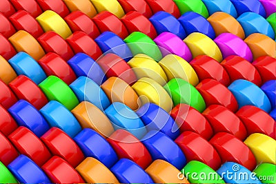 Colourful Rainbow Abstract Cylinders Background Texture. 3d Rendering Stock Photo