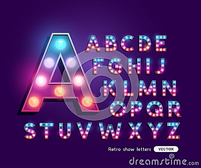 Colourful Retro Theatre Letters Alphabet Vector Illustration