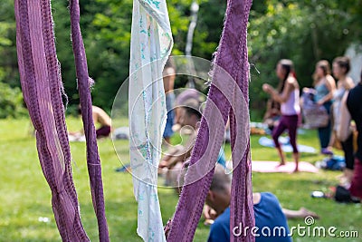 Colourful ripped pieces of textile Stock Photo