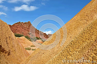 Colourful rocks of Skazka Fairy tale canyon,Kyrgyzstan,Issyk-K Stock Photo