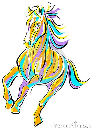 Colourful running horse Vector Illustration