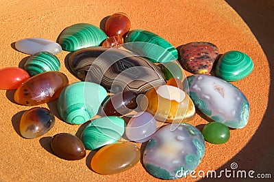 Colourful semiprecious stones background Stock Photo