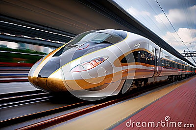Colourful Shinkansen Japanese Bullet Train Generative AI Illustration Stock Photo