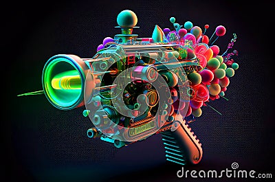 Colourful Si-Fi Ray Gun Generative AI Illustration Stock Photo