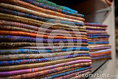 Colourful silk scarfs Stock Photo