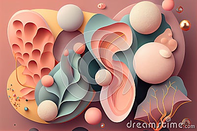 Colourful Simple Organic Shapes in pastel tones that represent mindful living Generative AI Illustration Stock Photo