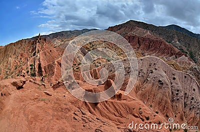 Skazka canyon,made by water and wind,Kyrgyzstan,Central Asia Stock Photo