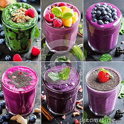 colourful smoothies made with superfoods Stock Photo