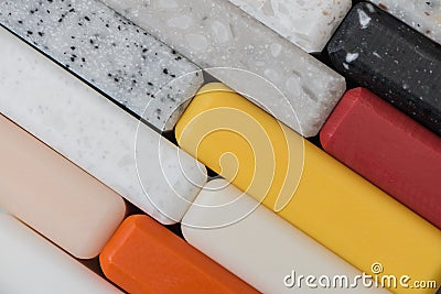 Colourful solid surface samples. Close up view Stock Photo