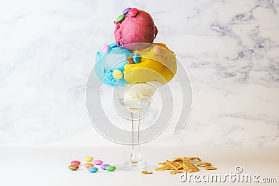 Colourful Sorbet Ice Cream Scoops for Kids Stock Photo