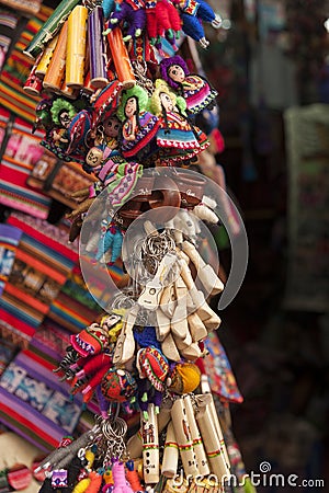 Colourful souvenirs in Witches` Market Mercado de las Brujas in La Paz, Bolivia Stock Photo