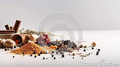 Colourful spices with white background Stock Photo