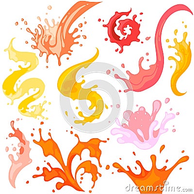 Colourful splash set isolated on white background Cartoon Illustration
