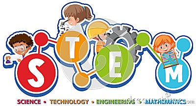 Colourful STEM education text icon Vector Illustration