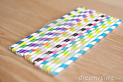 Colourful straws on a table Stock Photo