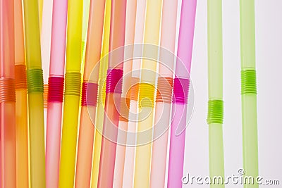 Colourful straws on a white background Stock Photo
