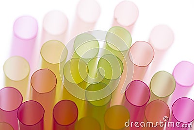 Colourful straws on a white background Stock Photo