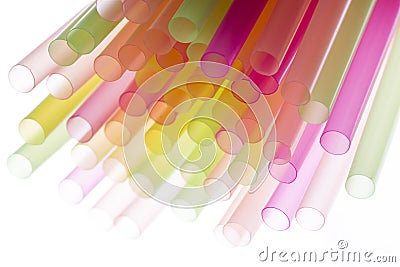 Colourful straws on a white background Stock Photo