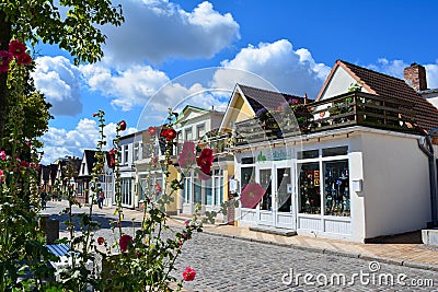 Colourful street shops and flowers Editorial Stock Photo