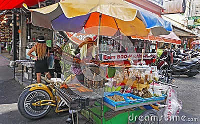 The colourful streets of Thailand`s Phuket street vendors line the roads & paths Editorial Stock Photo