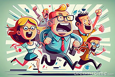 Colourful Successful business people hurrying to close the deal Generative AI Illustration Stock Photo