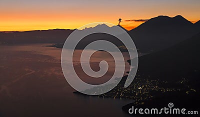 Colourful sunrise at Lake Atitlan, Guatemala. Stock Photo