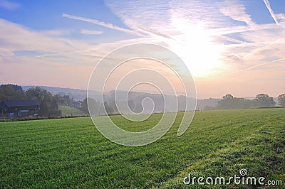 Sunrise with a view trough the nature Stock Photo