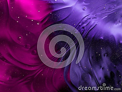 Colourful surreal psychedelic abstract liquid background. Water and oil drops with small air bubbles Stock Photo
