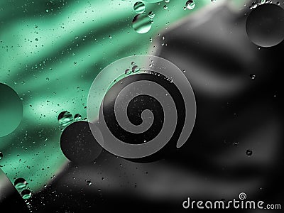 Colourful surreal psychedelic abstract liquid background. Water and oil drops with small air bubbles Stock Photo