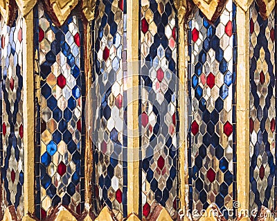 Colorful Tiles pattern Thai Temple decoration Stock Photo