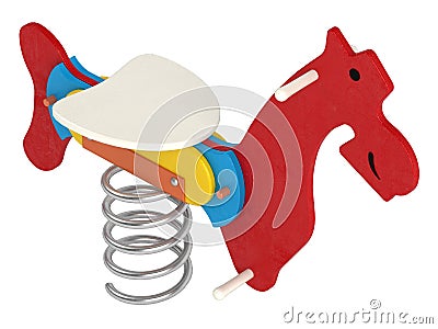 Colourful toy jumping horse Stock Photo