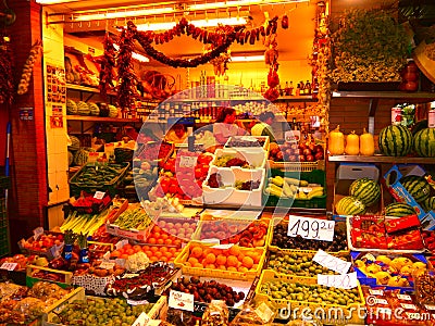 A colourful and varied display of fresh fruit and vegetables . Editorial Stock Photo