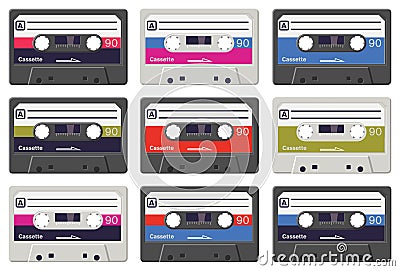 Colourful vector cassette tapes Vector Illustration