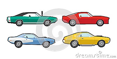 Colourful vector muscle cars Vector Illustration