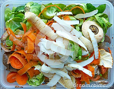 Colourful vegetable peelings Christmas dinner preparation. Stock Photo