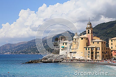 Colourful village facing the sea in Camogli Editorial Stock Photo