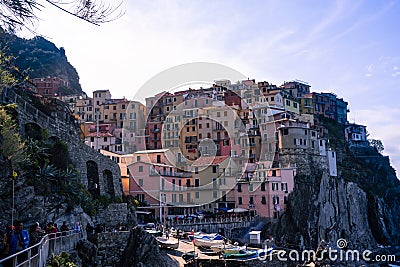 Italy, Manarola â€“ 13 April 2019: Colourful village of Manarala, Cinque Terre, Liguria Editorial Stock Photo