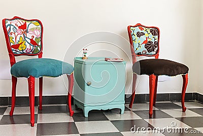 Colourful Vintage French Chairs Stock Photo