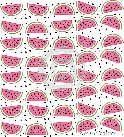 Colourful watermelon with seeds seamless pattern texture Vector Illustration