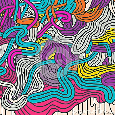 Colourful Waves Outlined Doodles Vector Illustration