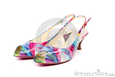 Colourful woman shoes. Stock Photo