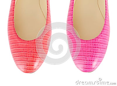 The colourful woman shoes on white Stock Photo