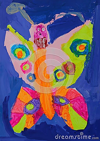 Colourfull butterfly with big teeth Stock Photo