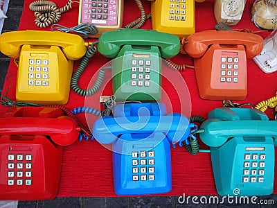 Colourfull old telephones Editorial Stock Photo